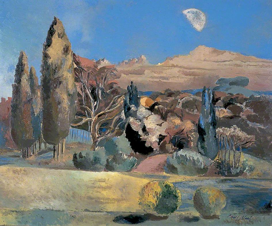 Landscape of the Moon's First Quarter, vintage artwork by Paul Nash, 12x8" (A4) Poster