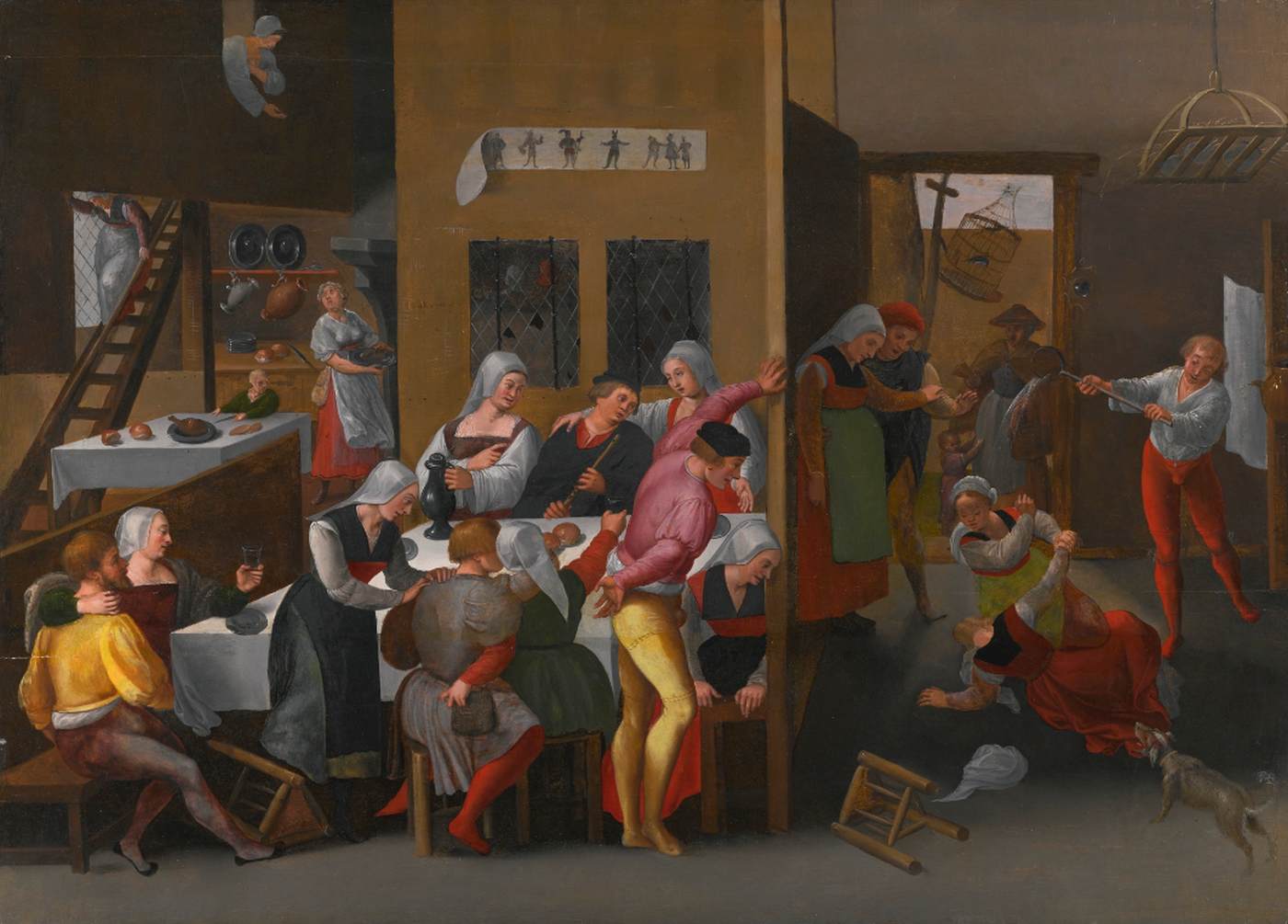 Dispute in a Brothel, vintage artwork by Jan van Amstel, A3 (16x12") Poster Print