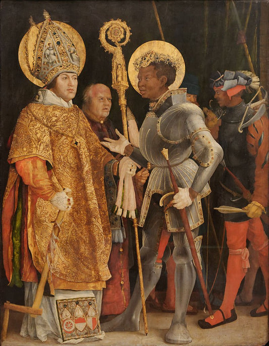 Dispute of Saint Erasmus and Saint Maurice, vintage artwork by Matthias Grünewald, A3 (16x12") Poster Print