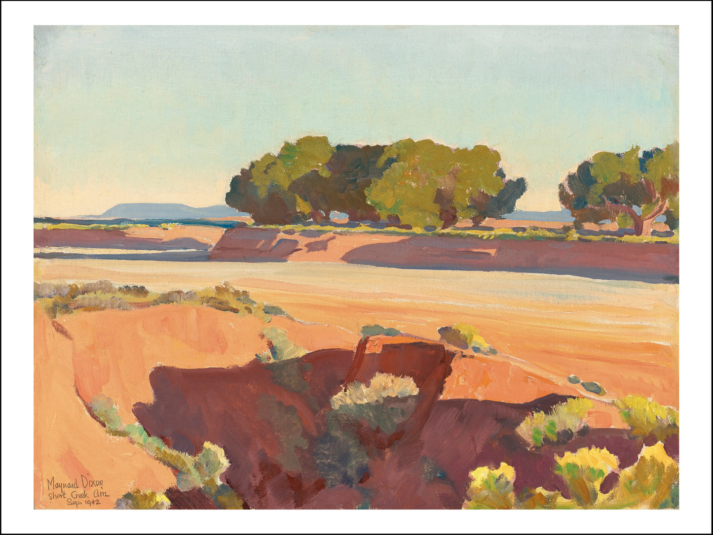Classic Vintage Landscapeshadows on shor by Maynard Dixon, Classic American Western Art, 16x12" (A3) Poster Print