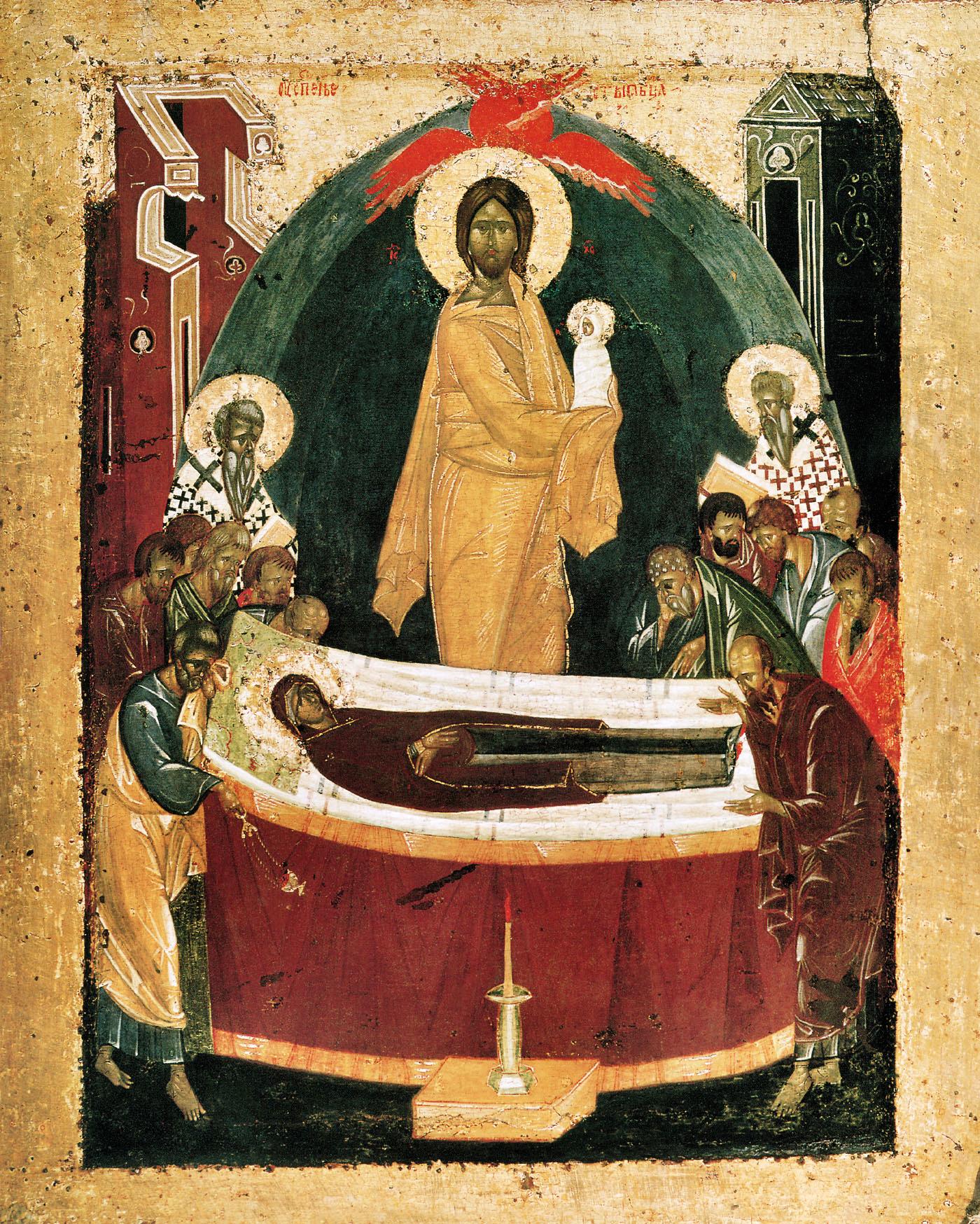 Dormition of the Virgin by Theophanes the Greek, vintage art, modern poster print