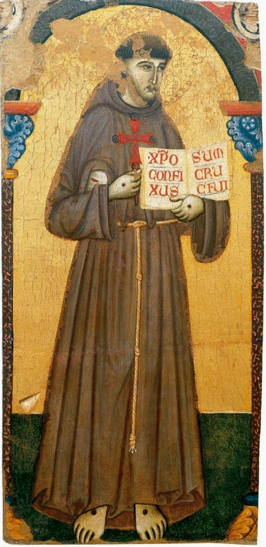 Double-Sided Polyptych ~ (9) Francis of Assisi, vintage artwork by Master of San Francesco, 12x8" (A4) Poster