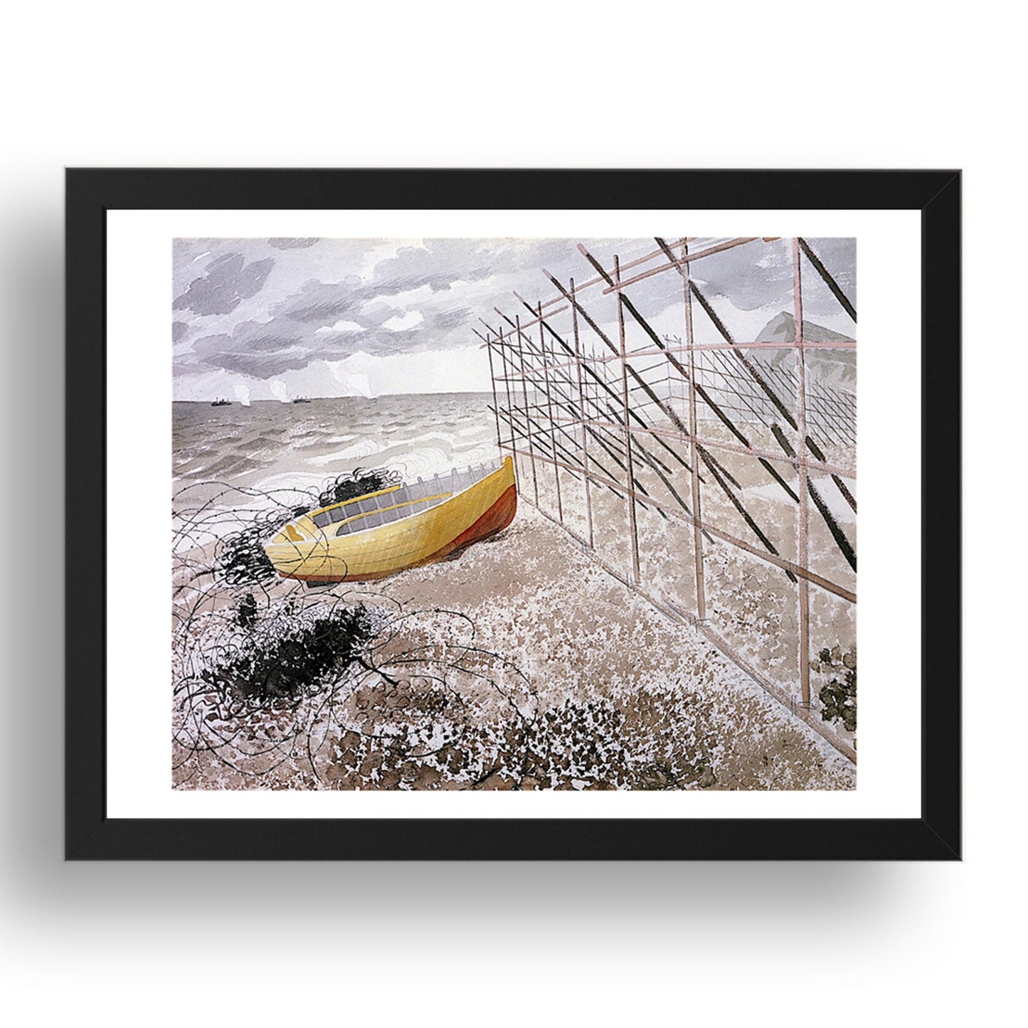 Drift Boat 1941 by Eric Ravilious, 17x13" Frame