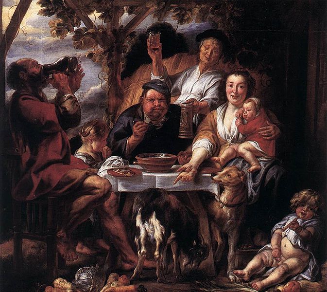 Eating Man, vintage artwork by Jacob Jordaens, 12x8" (A4) Poster
