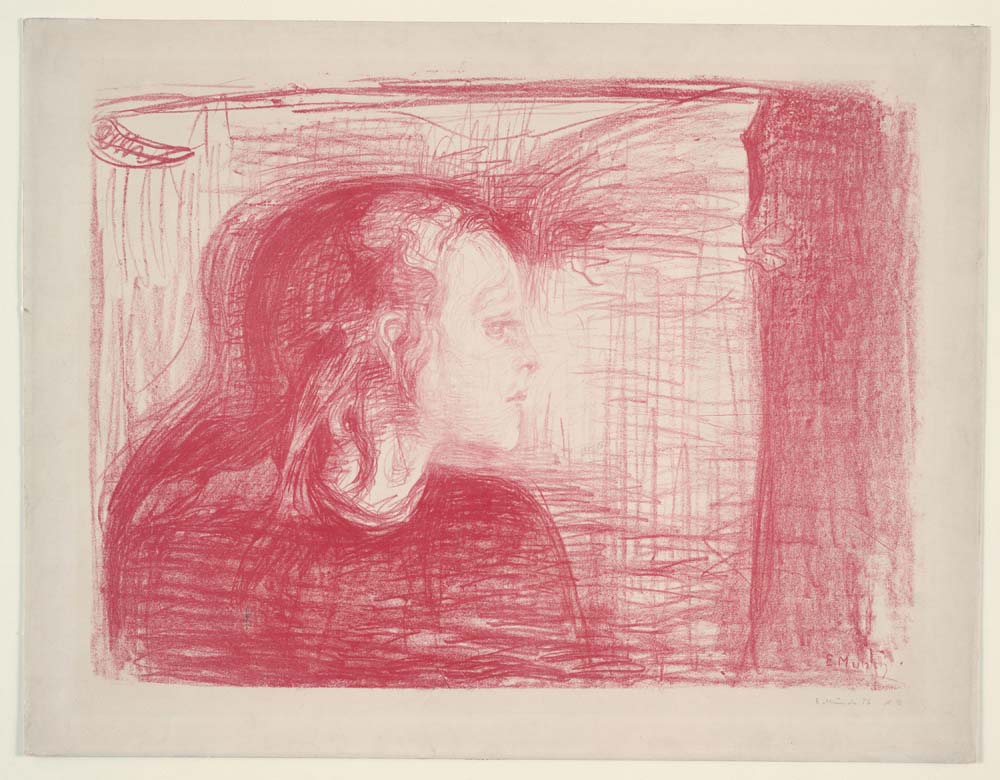 Edvard Munch - Det syke barn I vintage art, A3 (16x12") Poster Print