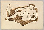 Elie Nadelman , Warsaw 1882–1946 Riverdale, New York):Reclining and Standing Female Nudes 1906–8 , vintage artwork, 16x12"(A3) Poster Print