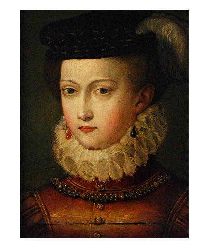 Elisabeth of Austria in hunting costume, vintage artwork by Jean Clouet, A3 (16x12") Poster Print