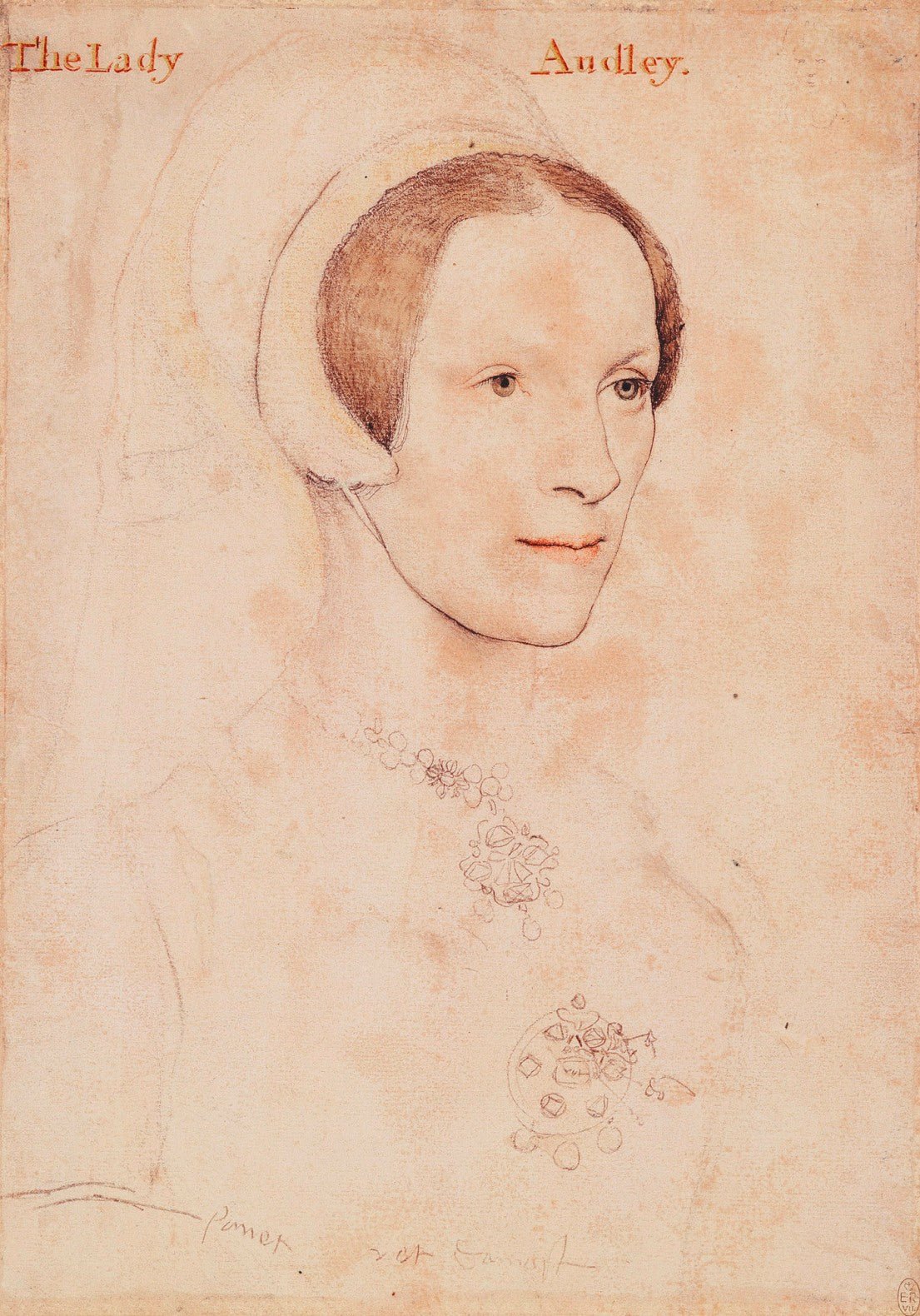 Elizabeth, Lady Audley (d. 1564), vintage artwork by Hans Holbein the Younger, A3 (16x12") Poster Print