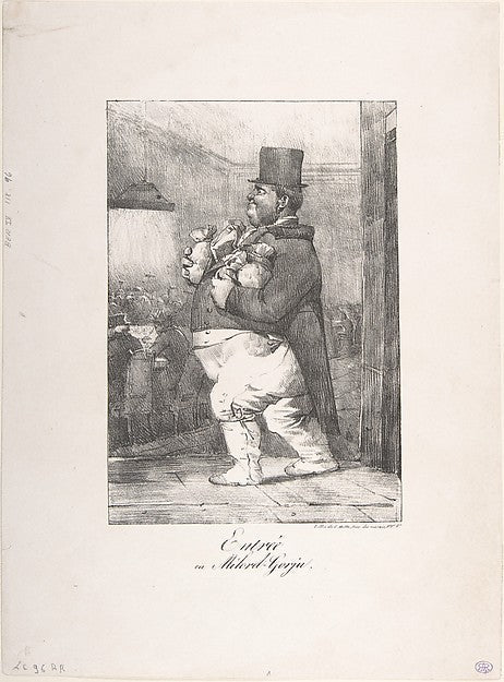 Entry or Lord Fat Cheeks 1820–22-Nicolas-Toussaint Charlet , vintage art, A3 (16x12") Poster Print