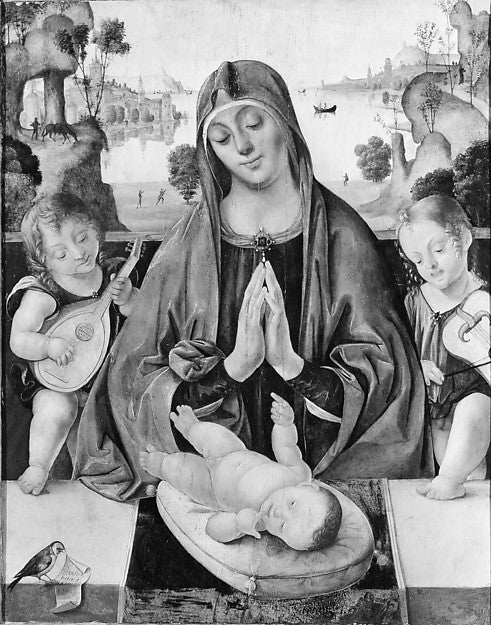 Bernardino da Genoa:Madonna and Child with Angels 1515-16x12"(A3) Poster