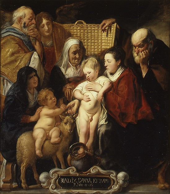 Jacob Jordaens:The Holy Family with Saint Anne and the Young-16x12"(A3) Poster
