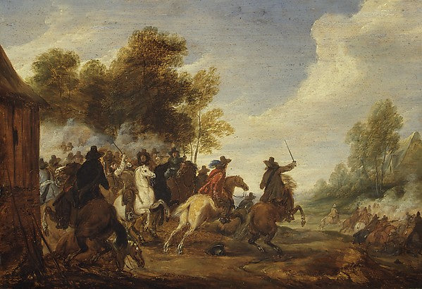 Adam Frans van der Meulen:A Cavalry Engagement -16x12"(A3) Poster