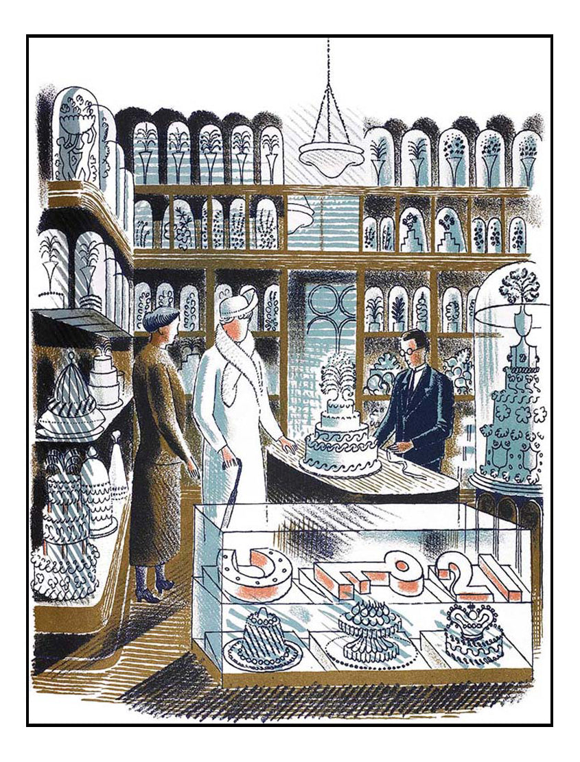 High Street Series: wedding-cakes by Eric Ravilious - A4 Poster