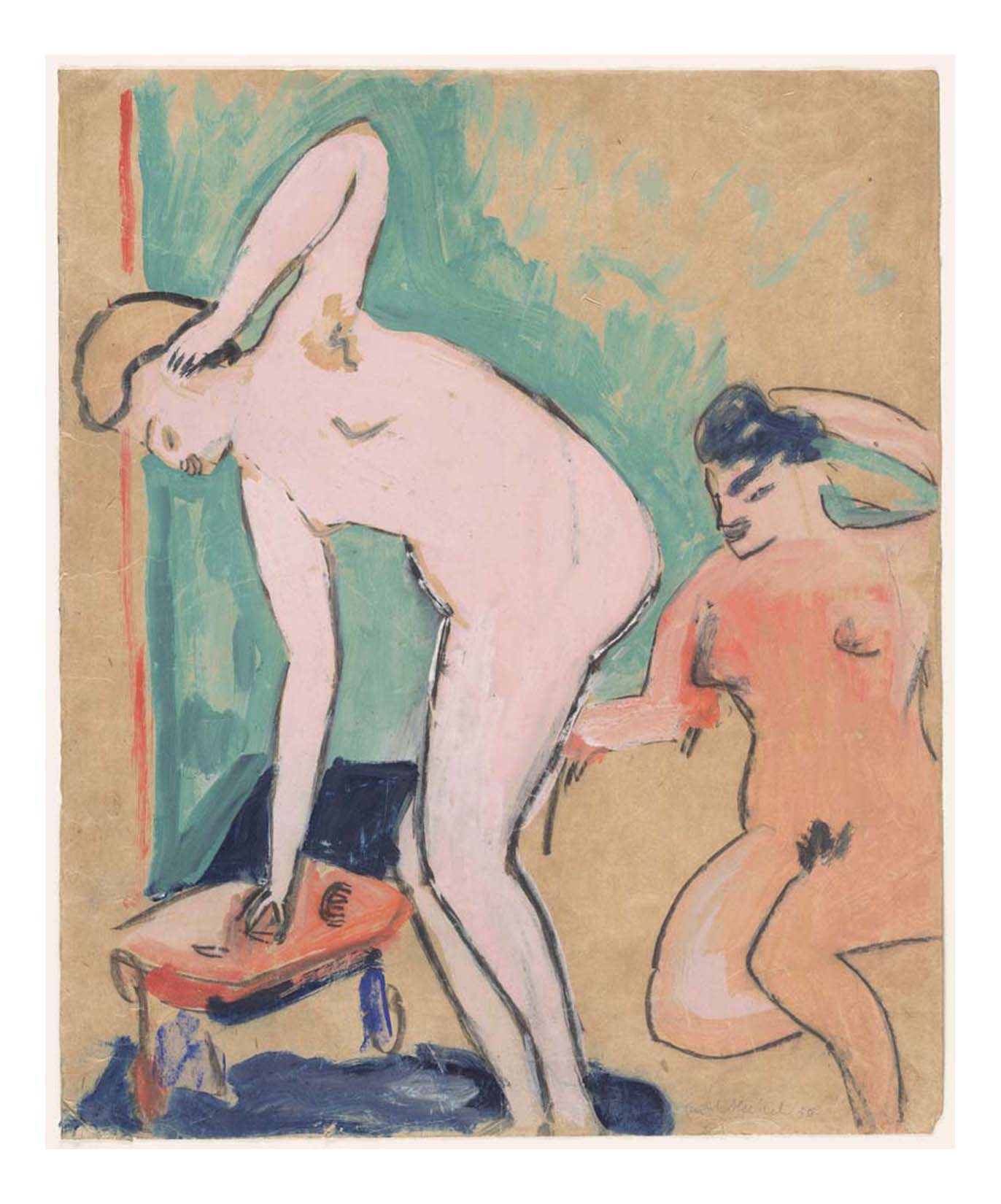 Erich Heckel - Two Female Nudes, 16x12" (A3) Poster Print