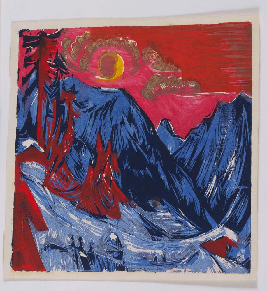 Ernst Ludwig Kirchner - Winter Moonlit Night, vintage art, A3 (16x12") Poster Print