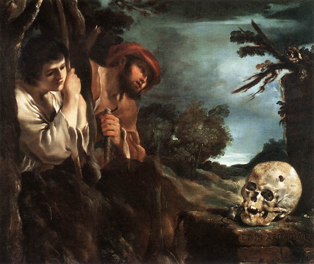 Et in Arcadia Ego, vintage artwork by Guercino, 12x8" (A4) Poster