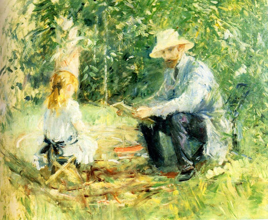 Eugene Manet and his daughter with the Garden by Berthe Morisot, 1883, vintage art, modern poster print