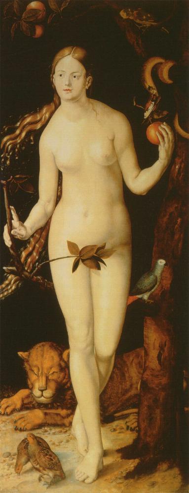 Eve (after Dürer), vintage artwork by Hans Baldung, A3 (16x12") Poster Print