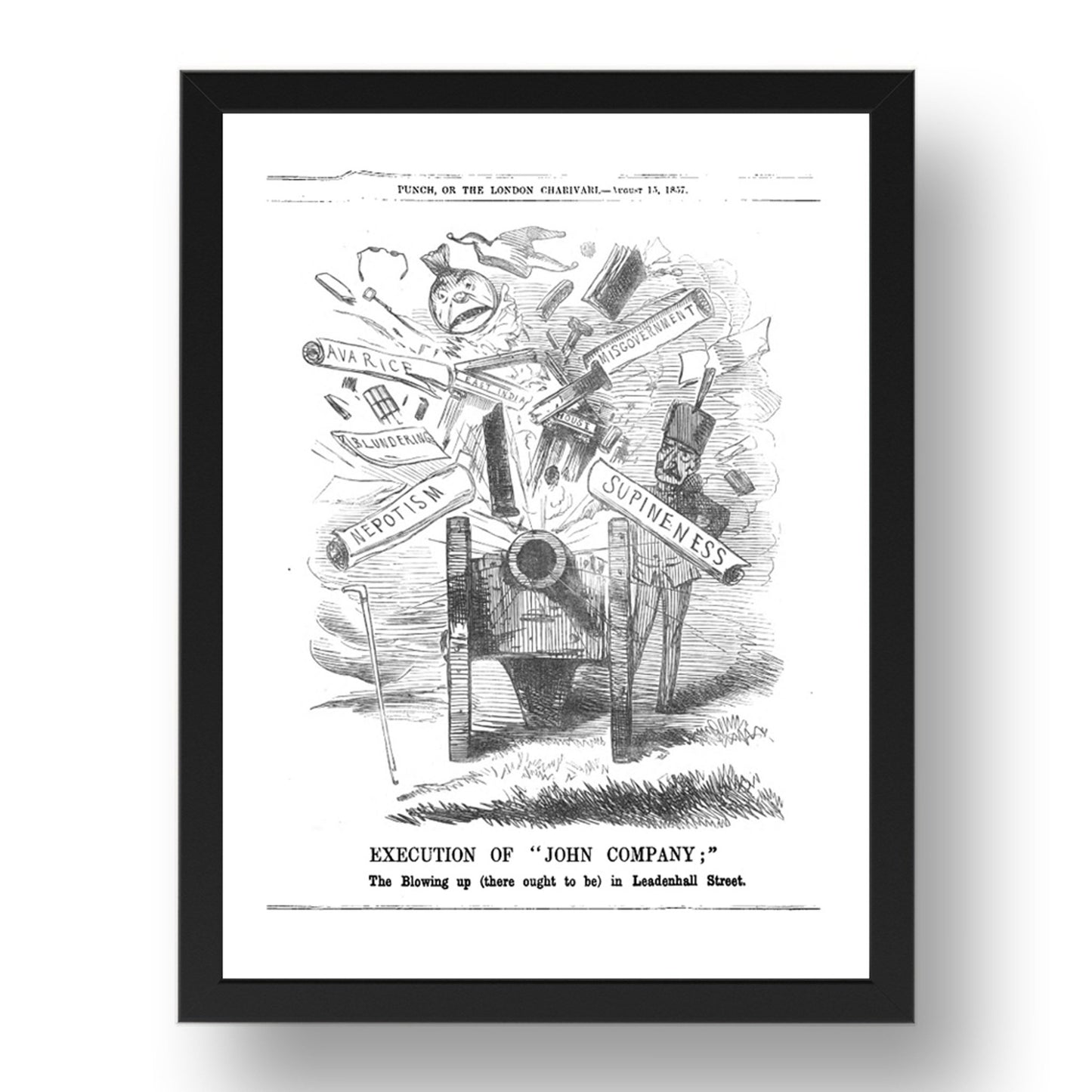 executionofjohncompany1858, vintage historic poster in 17x13"(A3) Frame