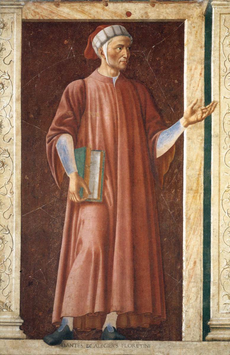 Famous Men ~ Dante Allighieri, vintage artwork by Andrea del Castagno, A3 (16x12") Poster Print