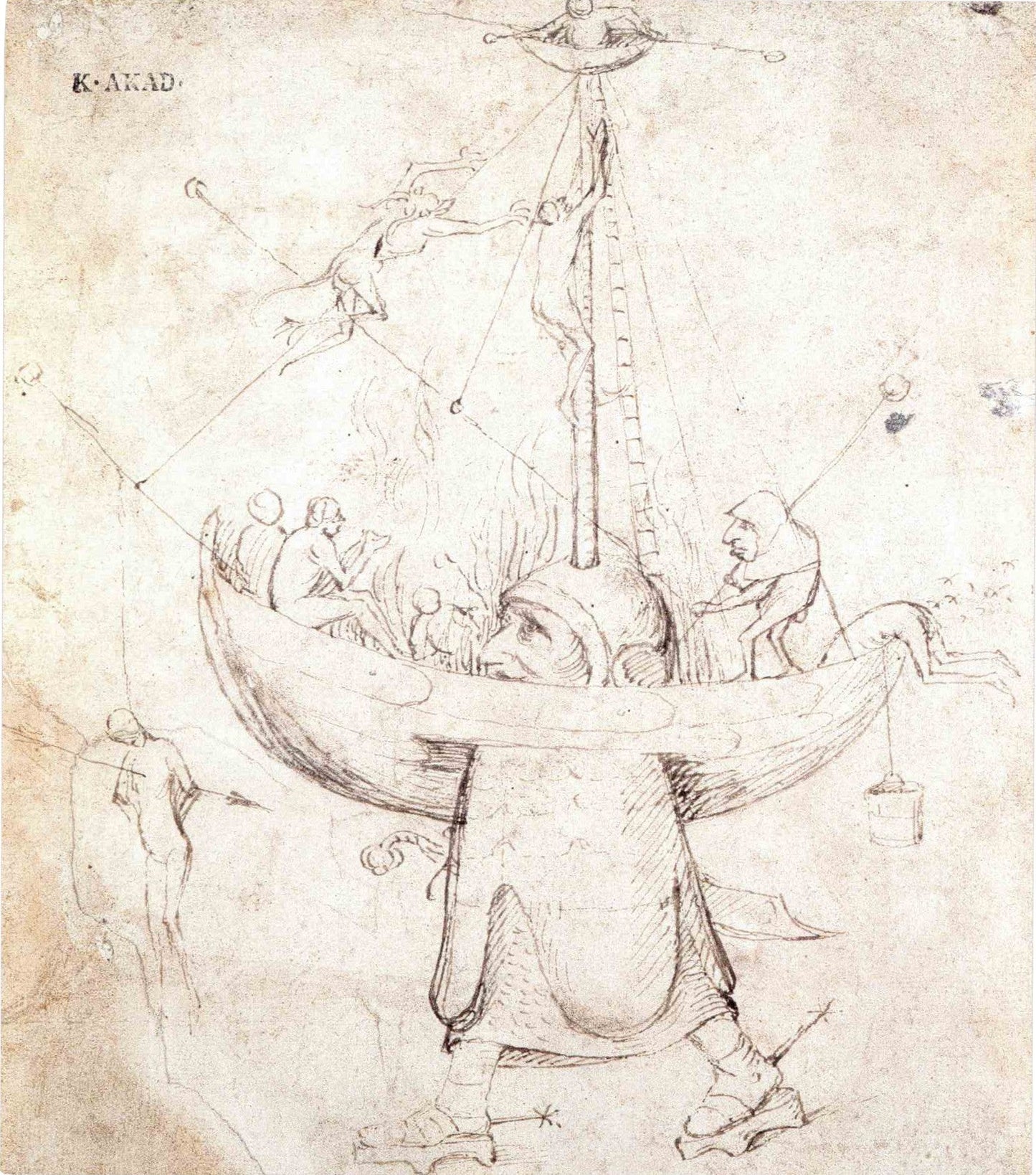 Fire on board, vintage artwork by Jheronimus Bosch, A3 (16x12") Poster Print