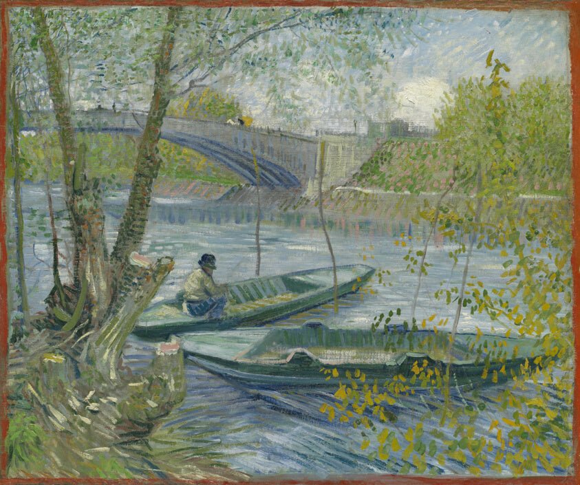 Fishing in Spring, the Pont de Clichy (Asnières) by Vincent van Gogh, 23x16"( A2 size) Poster Print