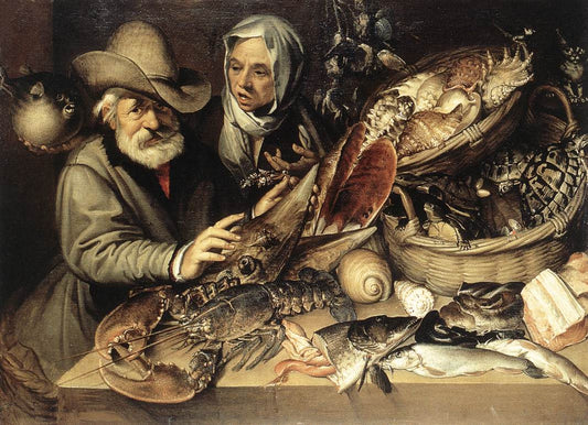 Fishmonger, vintage artwork by Bartolomeo Passarotti, A3 (16x12") Poster Print