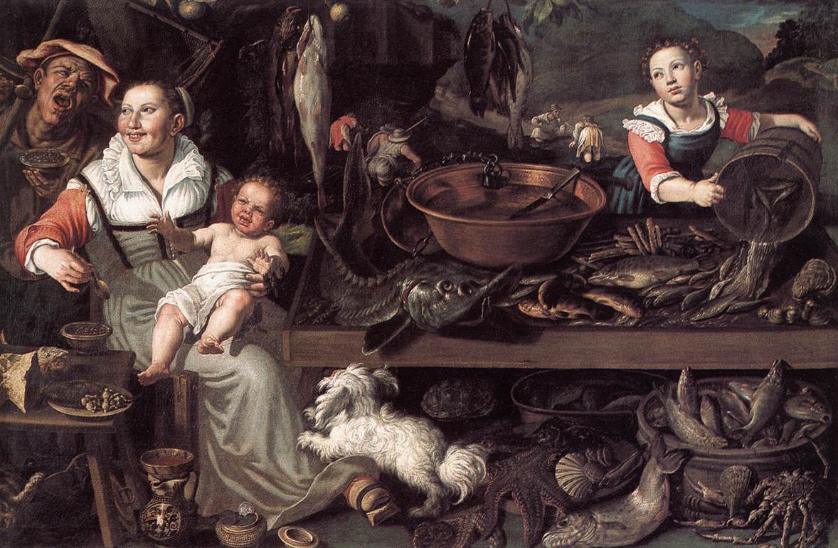 Fishmongers, vintage artwork by Vincenzo Campi, A3 (16x12") Poster Print