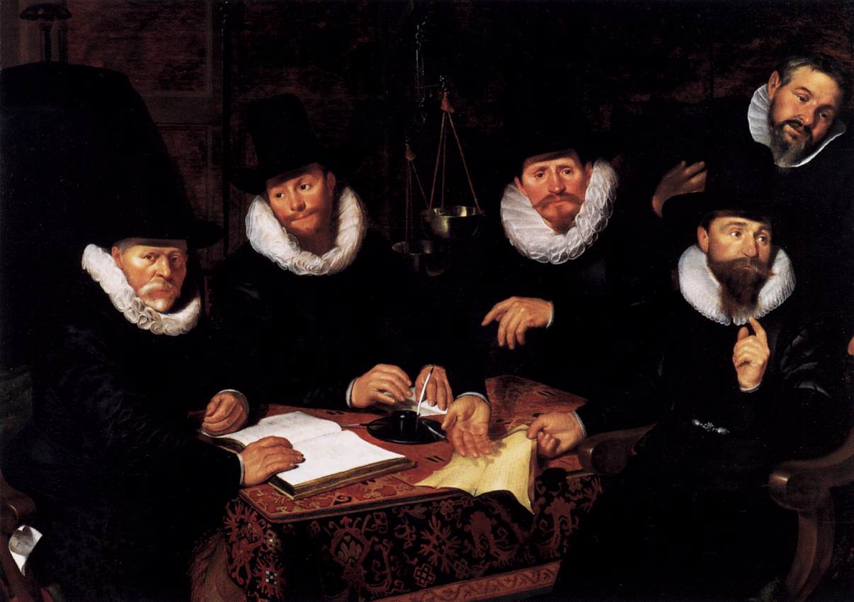 Five Regents of the Groot-Kramergild, vintage artwork by Werner van den Valckert, 12x8" (A4) Poster