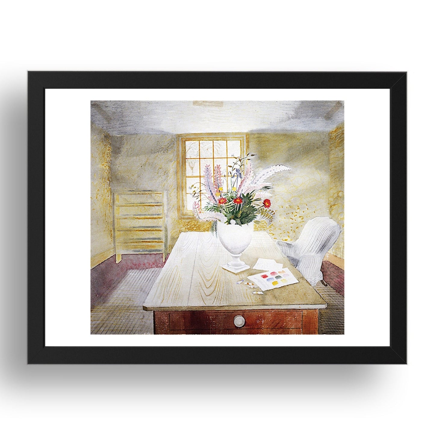 Flowers on a Cottage Table 1942 by Eric Ravilious, 17x13" Frame