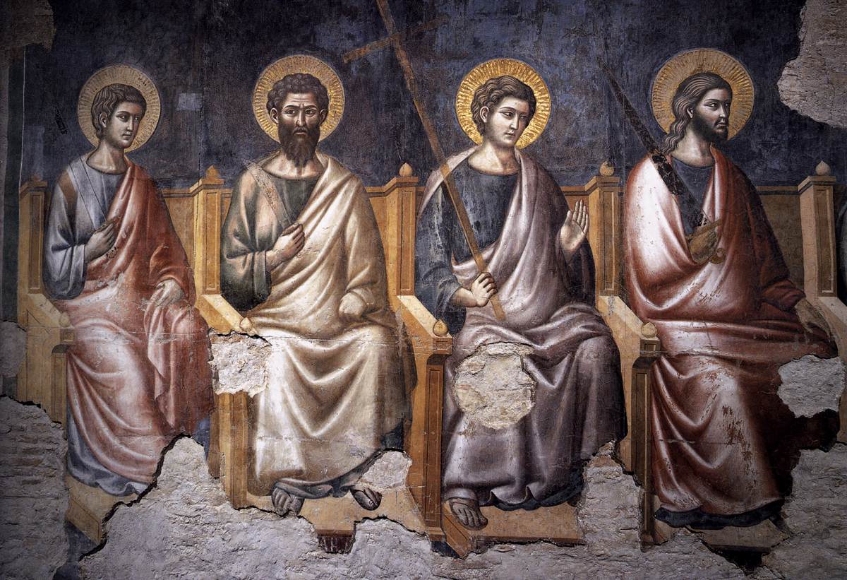 Four Apostles (Detail from 'The Last Judgement'), vintage artwork by Pietro Cavallini, 12x8" (A4) Poster