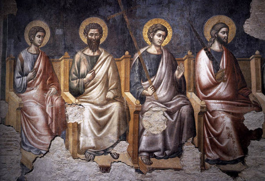 Four Apostles (Detail from 'The Last Judgement'), vintage artwork by Pietro Cavallini, 12x8" (A4) Poster
