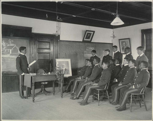 Frances Benjamin Johnston - English Literature Lesson on Whittier Middle Class The Hampton Institute Hampton Virginia, vintage historic photograph, modern poster print