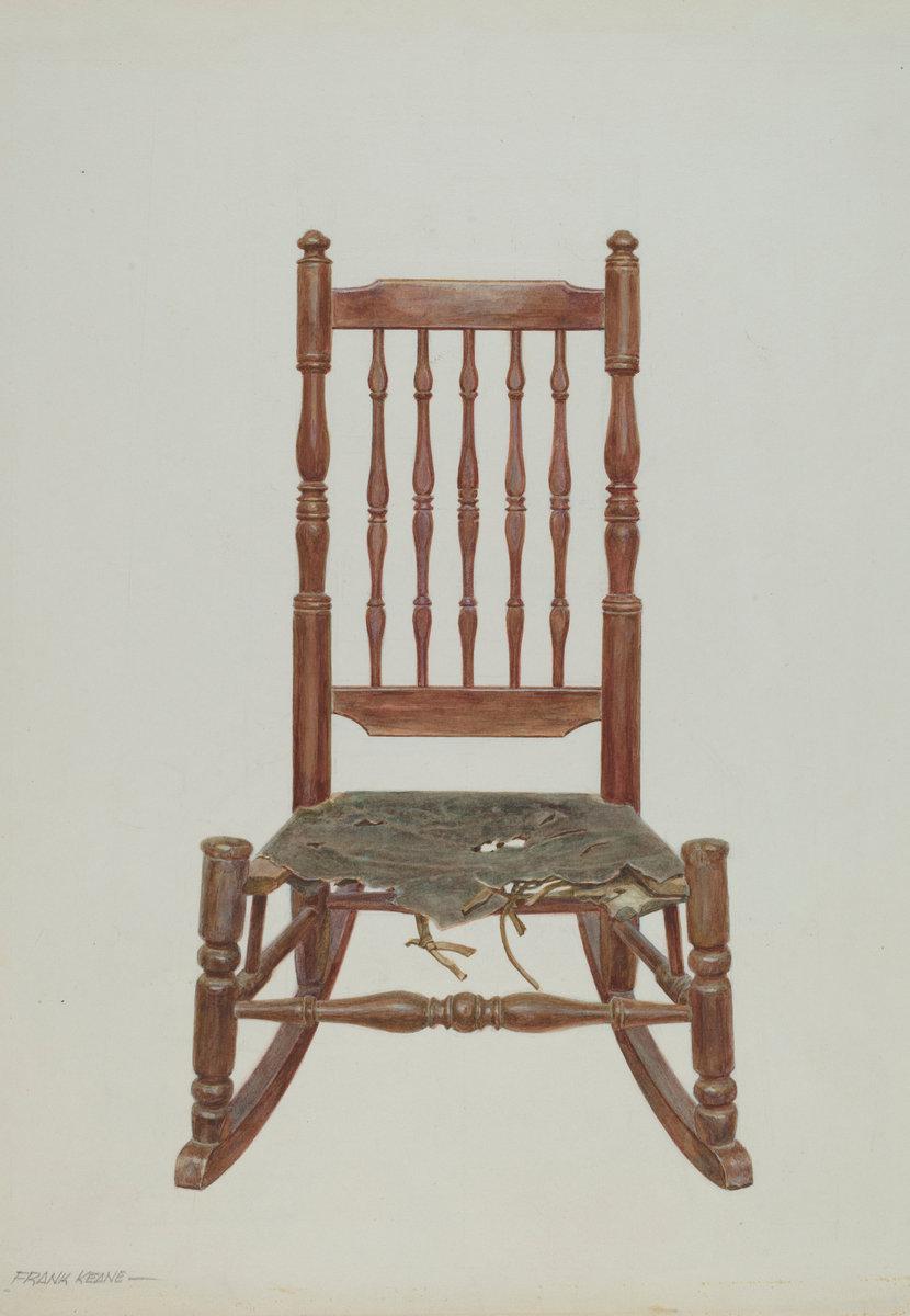 Frank M Keane:Rocking Chair with Rawhide Seat,16x12"(A3) Poster