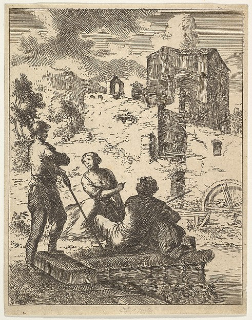 Franz de Paula Ferg ):Peasants and a Mill 18th century, vintage artwork, 16x12"(A3) Poster Print