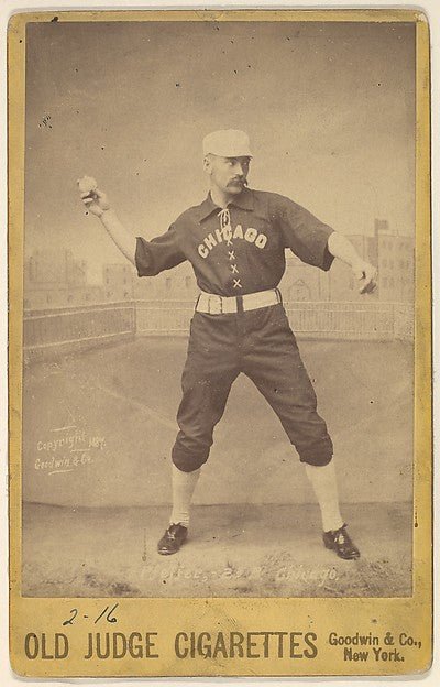 :Fred Pfeffer 2nd Base Chicago from the series Old Judge Cigarettes 1887, vintage artwork, 16x12"(A3) Poster Print
