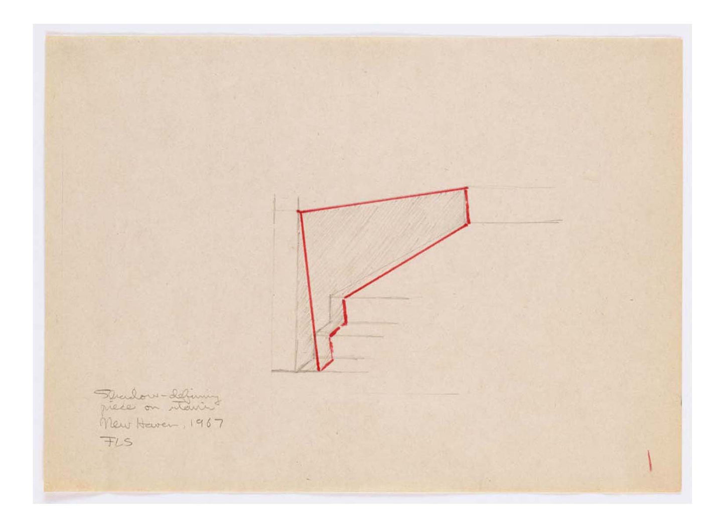 Fred Sandback - Shadow-defining piece on stairs, 16x12" (A3) Poster Print