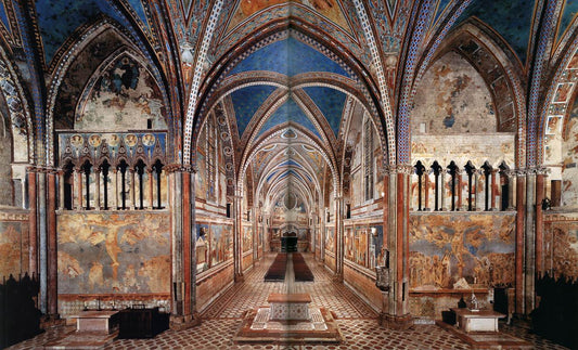 Frescoes in the Upper Church (San Francesco), vintage artwork by Workshop of Cimabue, 12x8" (A4) Poster