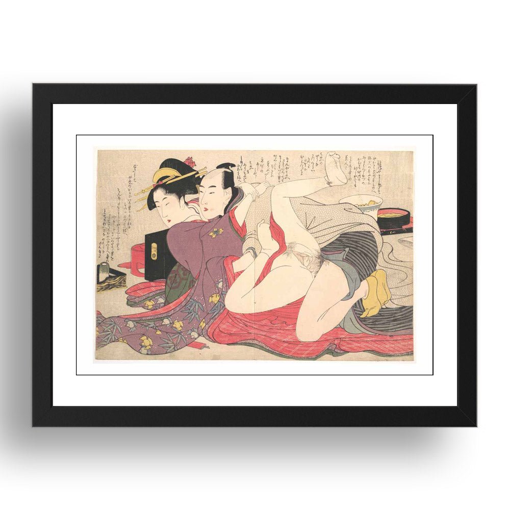 Kitagawa Utamaro, Graphic Erotic ukiyo-e Japanese Shunga, classic artwork in 17x13"(A3) Frame