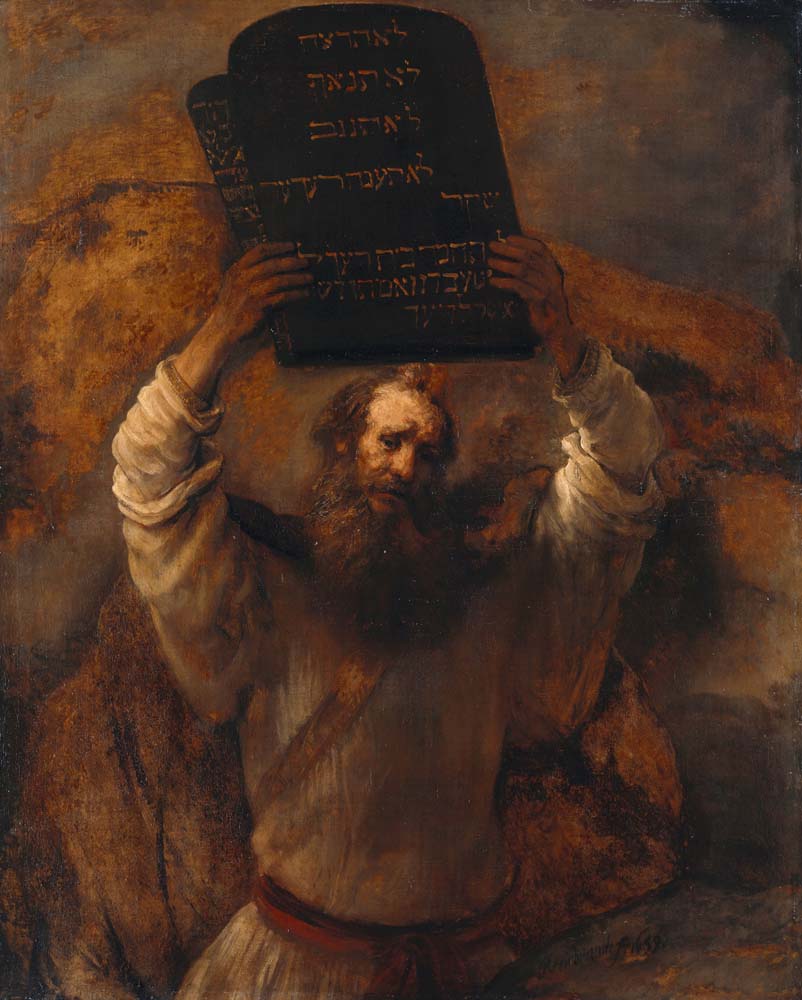 moses with ten commandments by Rembrandt, 12x8" (A4) Poster