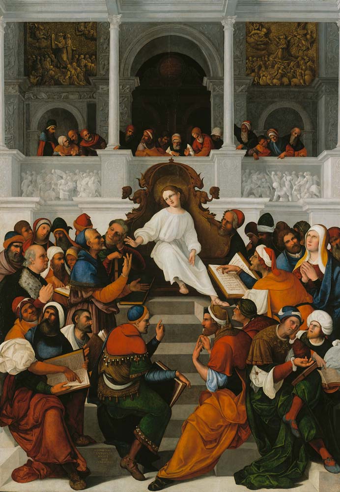the twelve year old jesus by L.Mazzolino,1524, 12x8" (A4) Poster