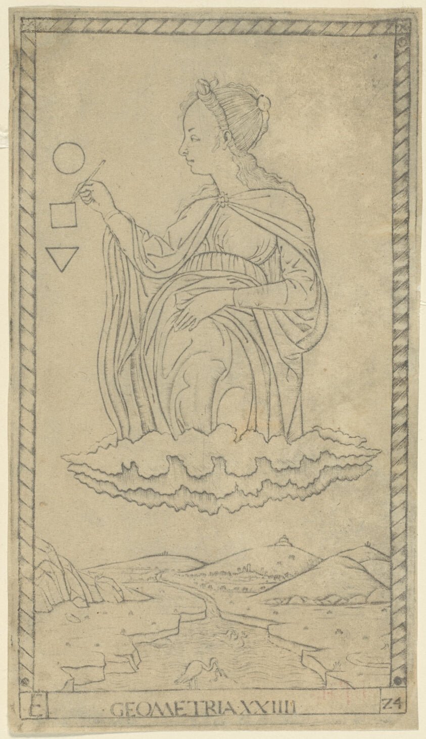 Geometry, plate 24 from Arts and Sciences by Master of the E-Series Tarocchi, 23x16"( A2 size) Poster Print