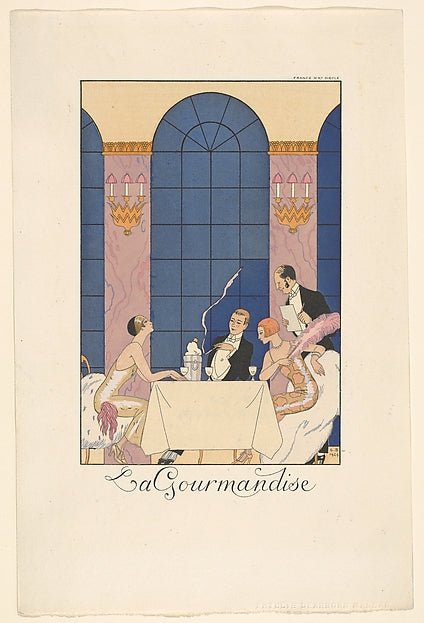 George Barbier:La Gourmandise 1924, vintage artwork, 16x12"(A3) Poster Print