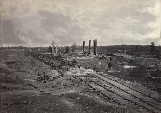 George Barnard - Destruction of Hood's Ordnance Train from the album Photographic Views of Sherman's Campaign, vintage historic photograph, modern poster print