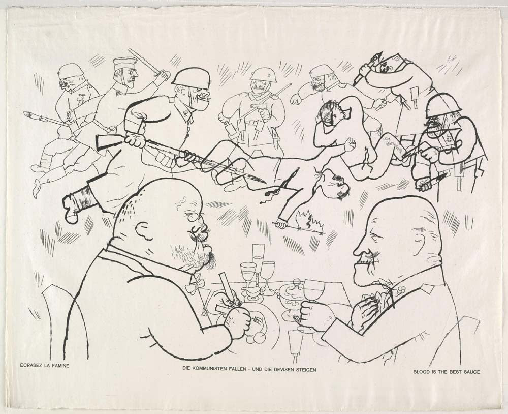 George Grosz, Blood is the Best Sauce, vintage art, A3 (16x12") Poster Print