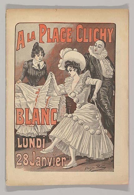 Georges Redon:Grands Magasins de la Place Clichy Exposition Annuelle de Blanc 19th century, vintage artwork, 16x12"(A3) Poster Print