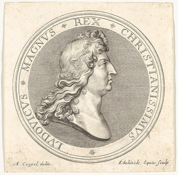 Gérard Edelinck:Medal 17th–18th century, vintage artwork, 16x12"(A3) Poster Print