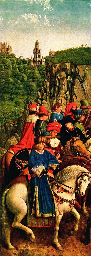 Ghent Altarpiece: Left panel (detail), vintage artwork by Jan van Eyck, A3 (16x12") Poster Print