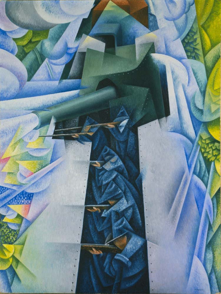 Gino Severini - Armored Train in Action, vintage art, A3 (16x12") Poster Print