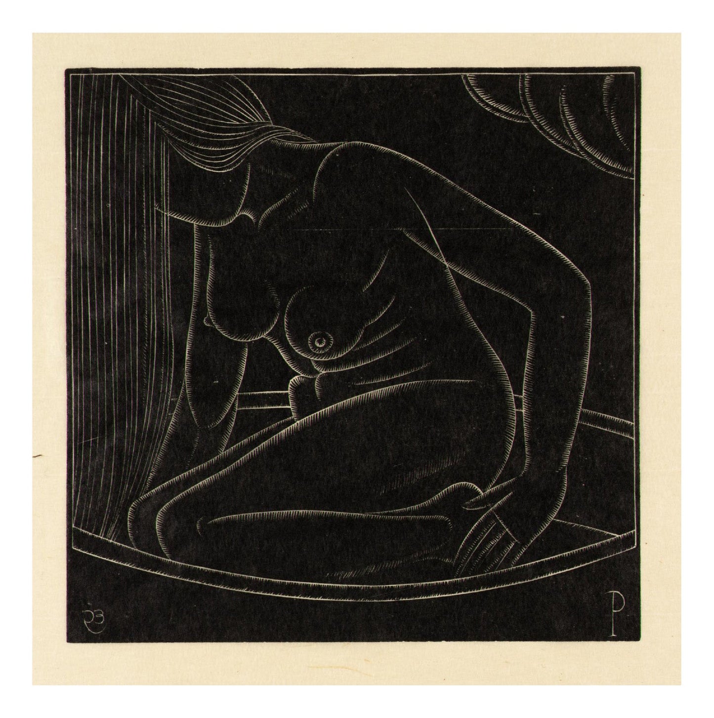 Girl in Bath 1923 by Eric Gill, vintage artwork, modern poster print
